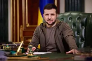 Ukrainian President Volodymyr Zelenskyy attends the EU leaders' summit in Brussels, Belgium, on October 23, 2025